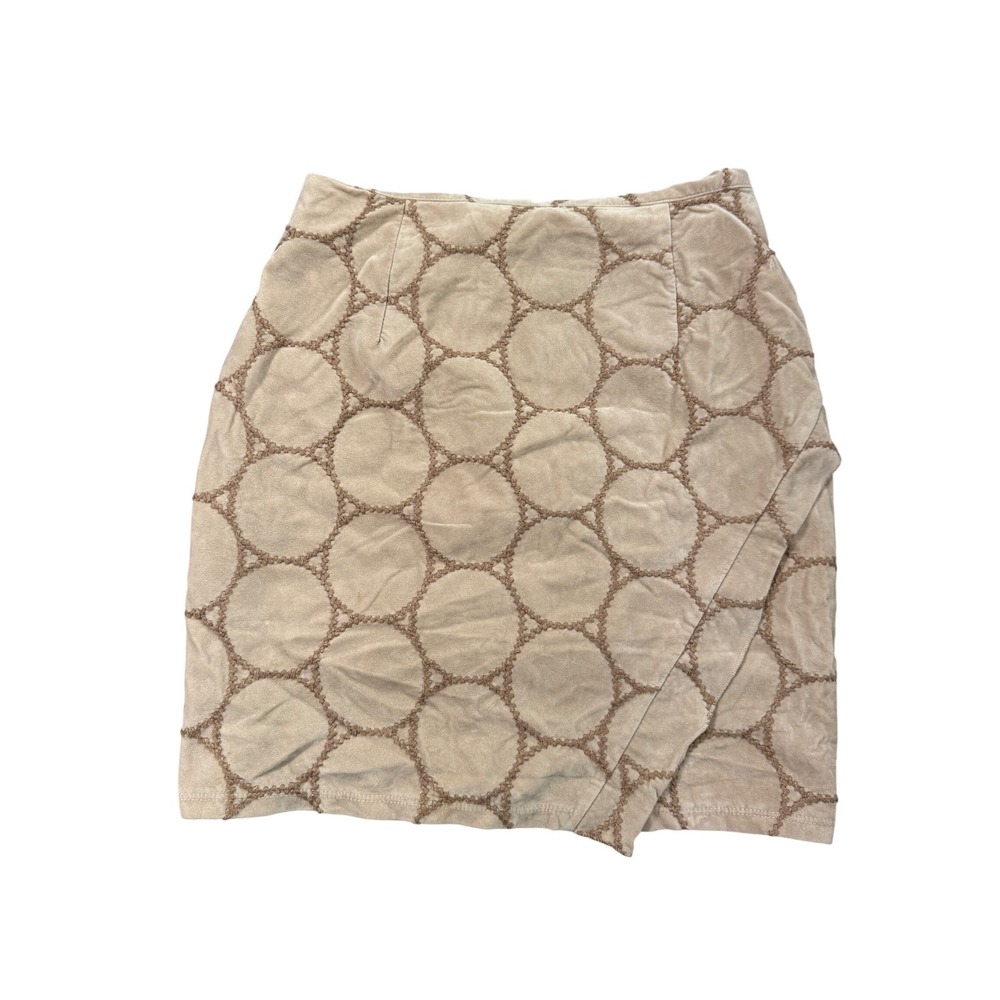 Vintage Private Gallery Wool Blend Mini Skirt With Embroidered Pattern Size SM